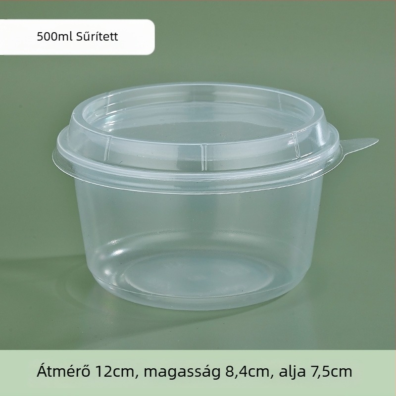 Egyszer használatos, vastag, kör műanyag elviteles tál fedővel, desszert Ice Powder számára