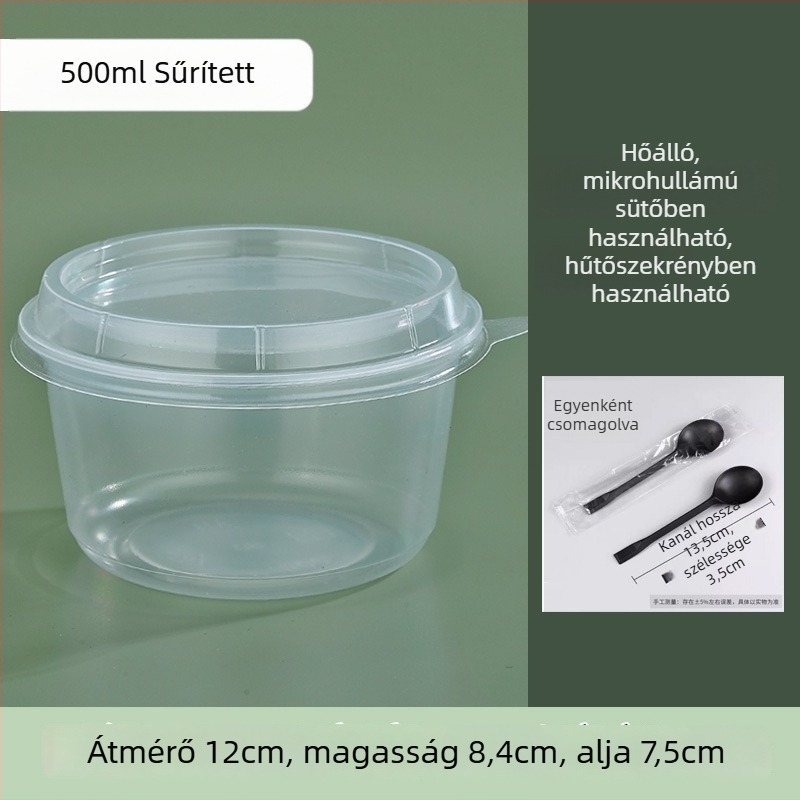 Egyszer használatos, vastag, kör műanyag elviteles tál fedővel, desszert Ice Powder számára