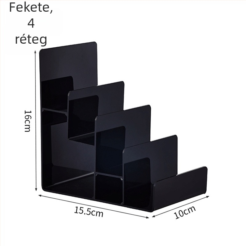 Akril kijelzőállvány lépcsős polcokkal ékszerekhez, napszemüveghez és táskákhoz – átlátszó, többszintes bemutatóállvány kiskereskedelmi célra