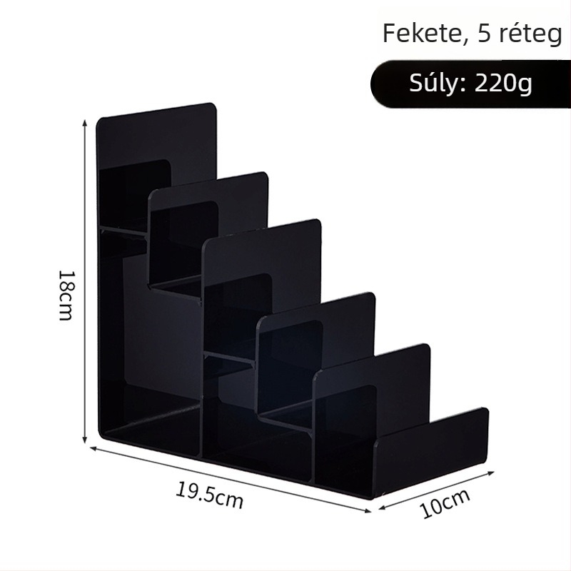 Akril kijelzőállvány lépcsős polcokkal ékszerekhez, napszemüveghez és táskákhoz – átlátszó, többszintes bemutatóállvány kiskereskedelmi célra