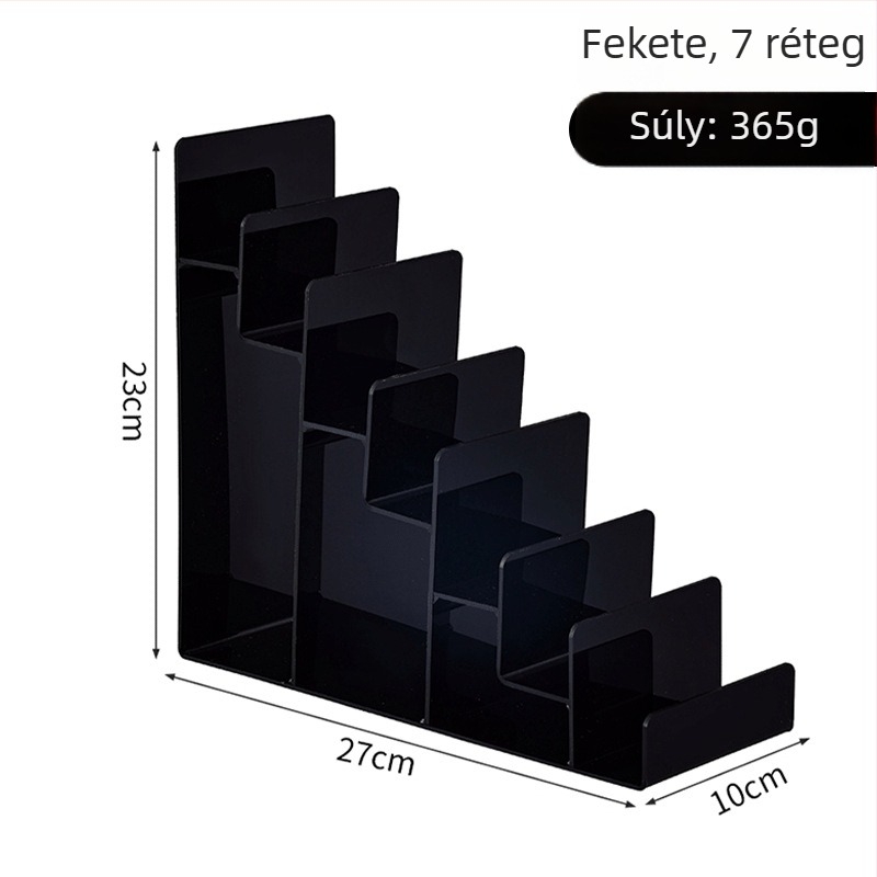 Akril kijelzőállvány lépcsős polcokkal ékszerekhez, napszemüveghez és táskákhoz – átlátszó, többszintes bemutatóállvány kiskereskedelmi célra