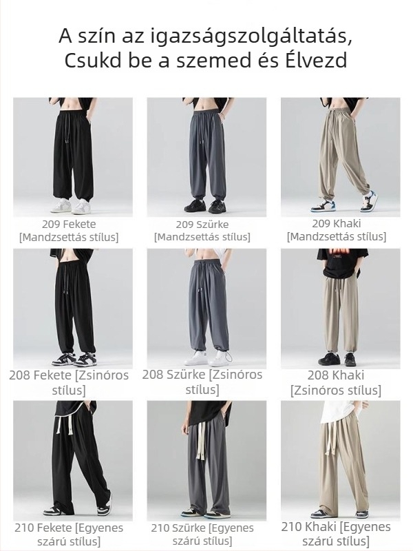 NASA Ice Silk férfi nadrágok, nyárra, vékony, lazán szabott, casual jogger nadrágok, testre szabható