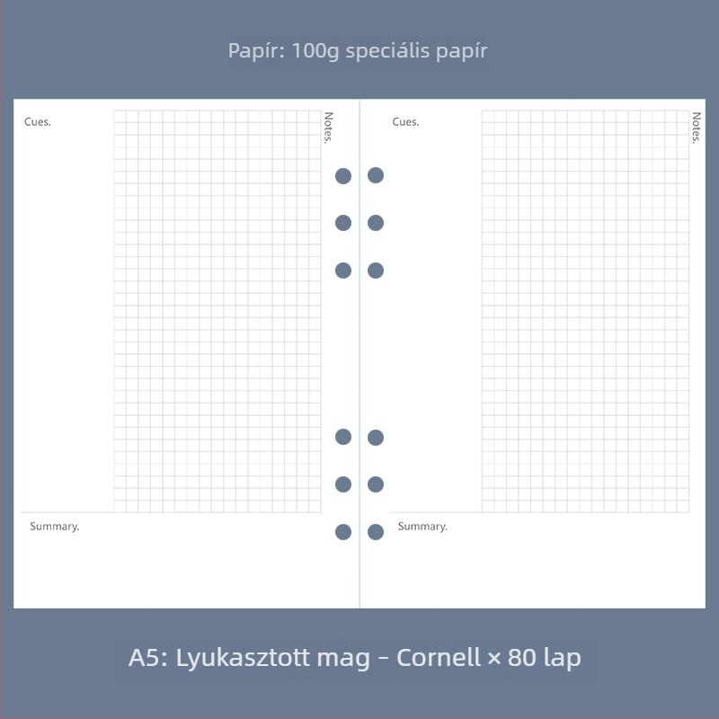 A5-ös notesz könyveléshez, hatlyukas rendszer, pontozott rács, heti és havi tervező