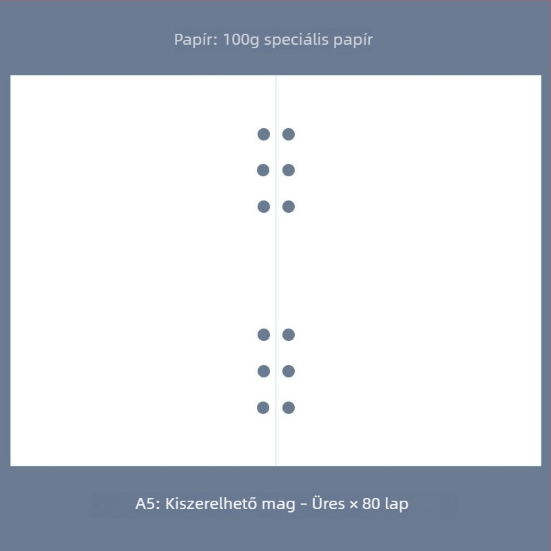 A5-ös notesz könyveléshez, hatlyukas rendszer, pontozott rács, heti és havi tervező