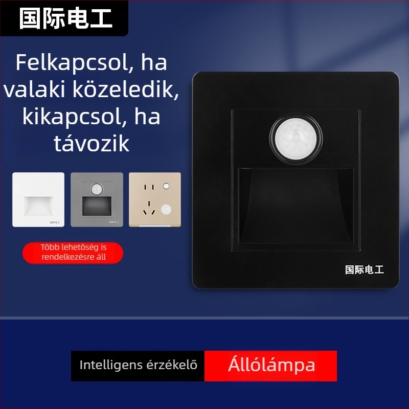 86-es típusú beépített talp LED világítás mozgásérzékelővel sarkokhoz, folyosókhoz és lépcsőkhöz – éjjeli fény, energiatakarékos szenzor