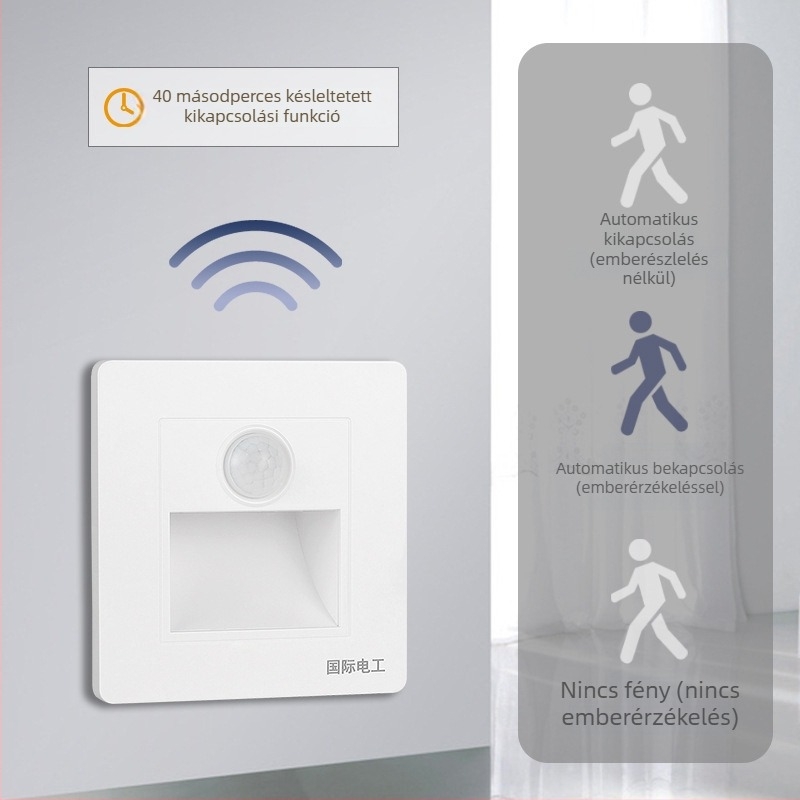 86-es típusú beépített talp LED világítás mozgásérzékelővel sarkokhoz, folyosókhoz és lépcsőkhöz – éjjeli fény, energiatakarékos szenzor