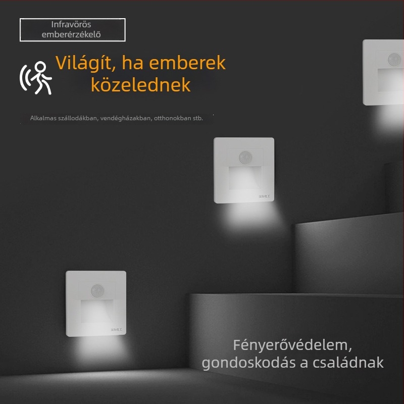 86-es típusú beépített talp LED világítás mozgásérzékelővel sarkokhoz, folyosókhoz és lépcsőkhöz – éjjeli fény, energiatakarékos szenzor