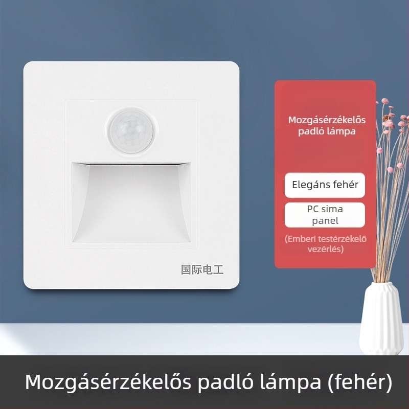 86-es típusú beépített talp LED világítás mozgásérzékelővel sarkokhoz, folyosókhoz és lépcsőkhöz – éjjeli fény, energiatakarékos szenzor