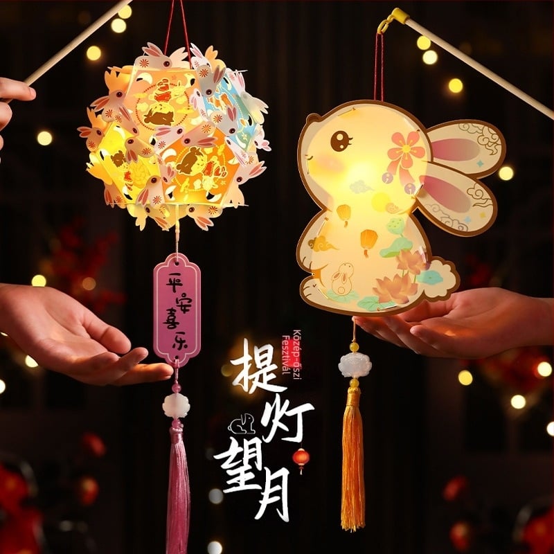Mid-Autumn Festival Cartoon DIY készlet gyerekeknek - hordozható PVC világító játék
