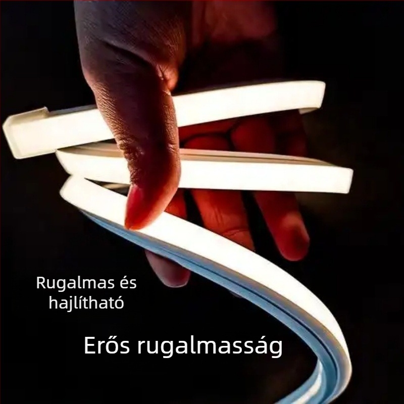 12/24V integrált rugalmas szilikon LED-szalag, kültéri vízálló, puha csővel, lineáris