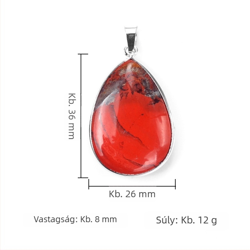 1741-White K Edge 25x35 Nagy vízcsepp alakú bezel nyaklánc, kristállyal és félkővel, rézzel galvanizált ezüst