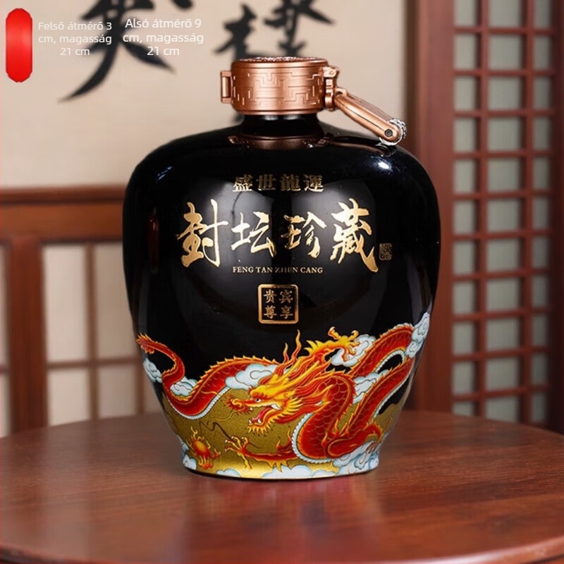 Jingdezhen kerámia borosüveg sárkánymintával, üres üveg, kapacitás 3/5/10 jin