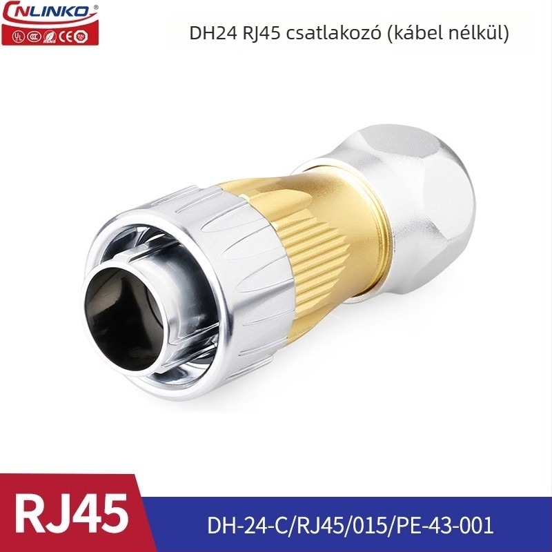 Lingke DH24 vízálló RJ45 repülőgéptípusú csatlakozó kültéri használatra, kettős fejű hálózati hosszabbító