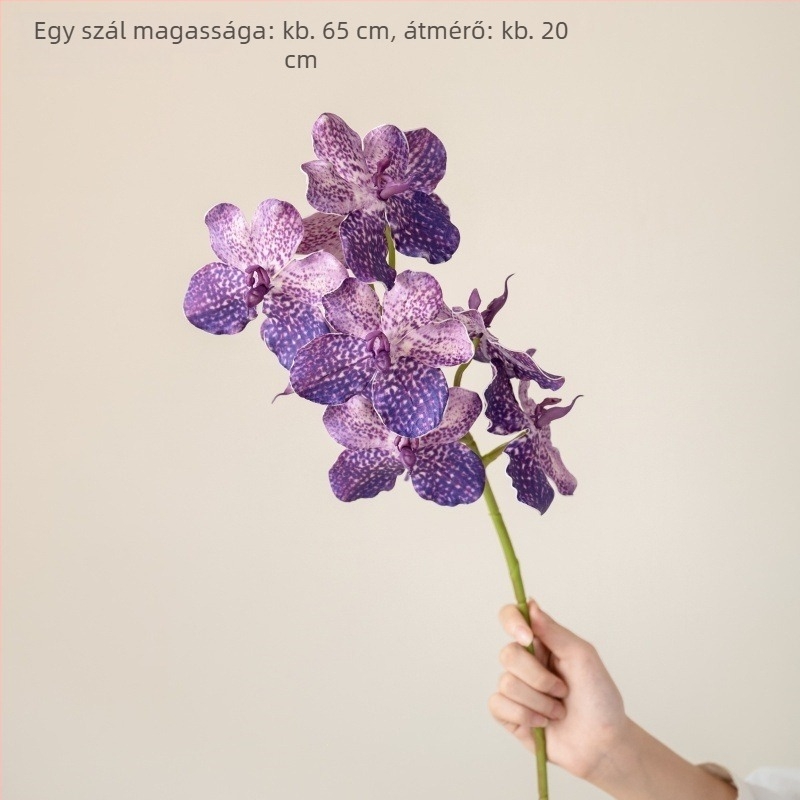 9 fejű mesterséges Phalaenopsis orchidea csokor, élethű érzet, asztali dísz és esküvői dekoráció