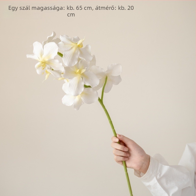 9 fejű mesterséges Phalaenopsis orchidea csokor, élethű érzet, asztali dísz és esküvői dekoráció