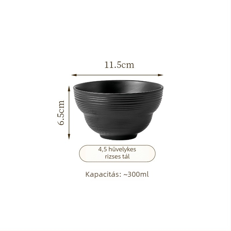 Fekete-fehér matt kerámia étkészlet otthoni használatra - tálak és tányérok, minimalist stílus