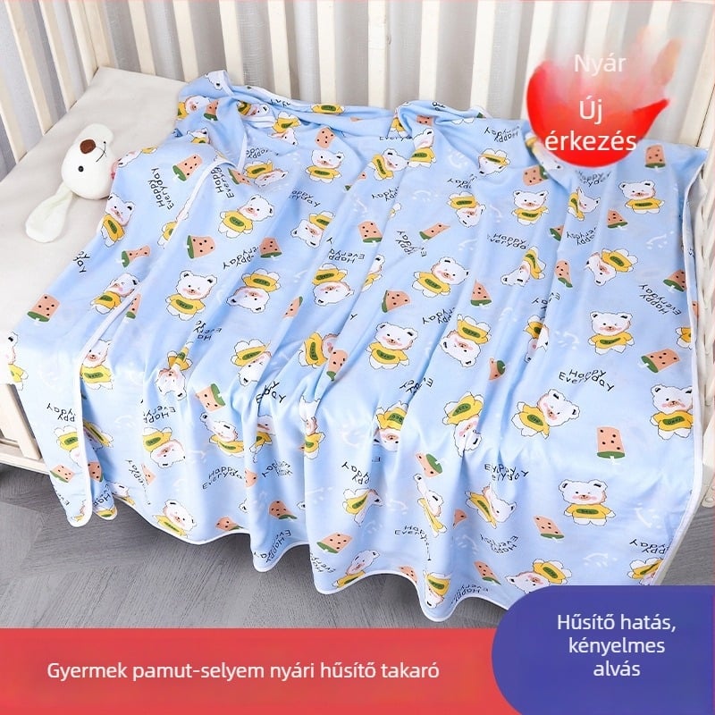Gyerekeknek szánt nyári pamut-szatin takaró, könnyű baba-takaró