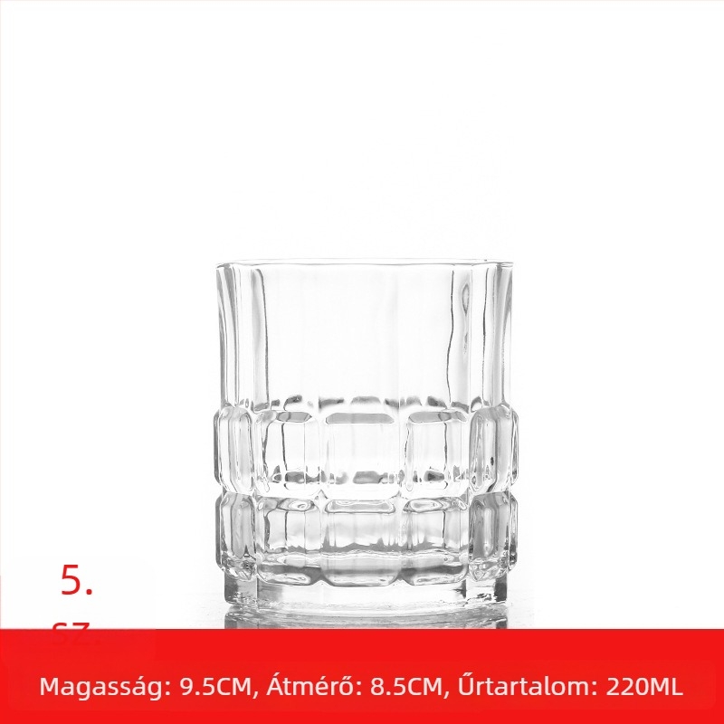 Európai stílusú üvegpohár-készlet: boros pohár, whisky pohár és sörös pohár