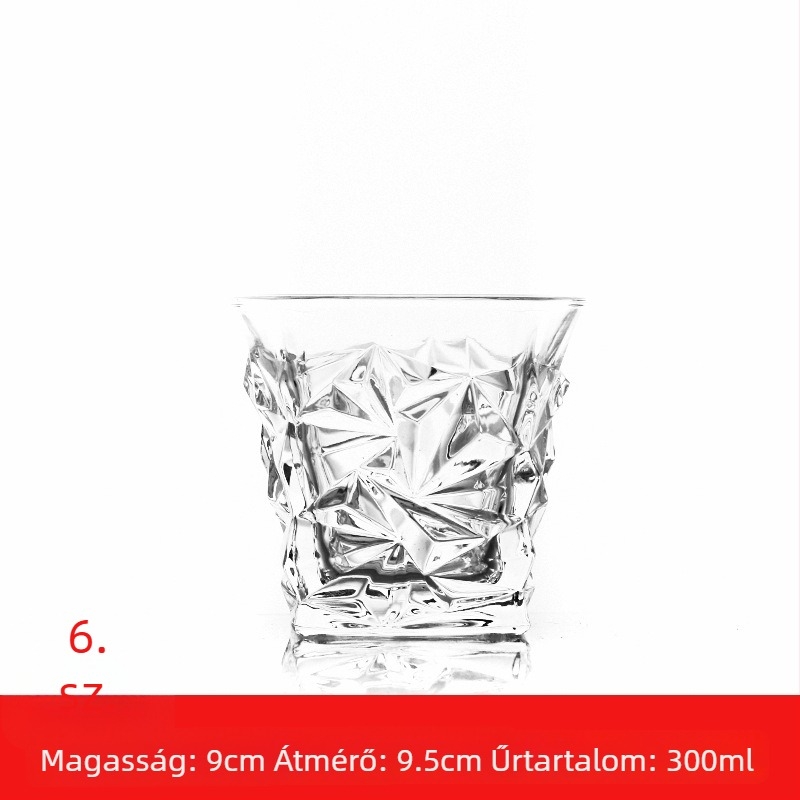 Európai stílusú üvegpohár-készlet: boros pohár, whisky pohár és sörös pohár