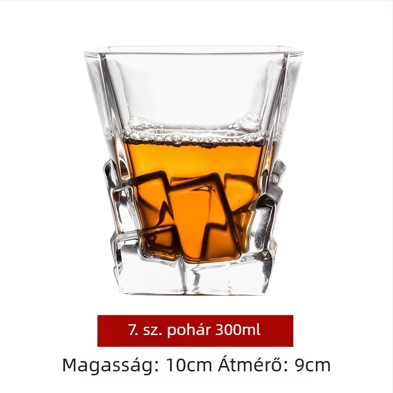 Európai stílusú üvegpohár-készlet: boros pohár, whisky pohár és sörös pohár