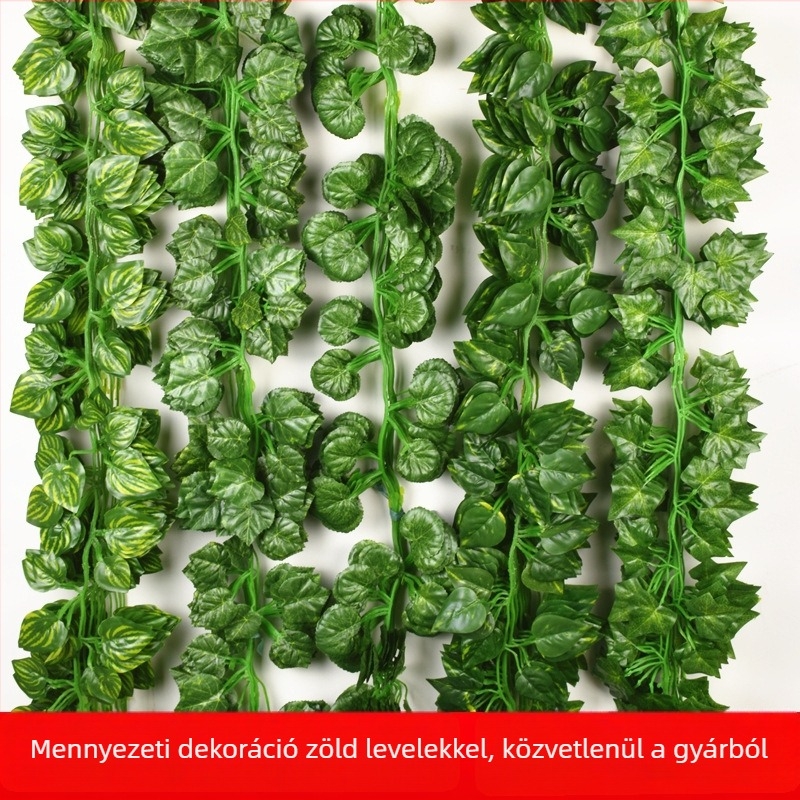 Mesterséges zöld levelű kúszónövény a mennyezet dekorációjához
