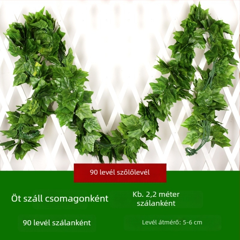 Mesterséges zöld levelű kúszónövény a mennyezet dekorációjához
