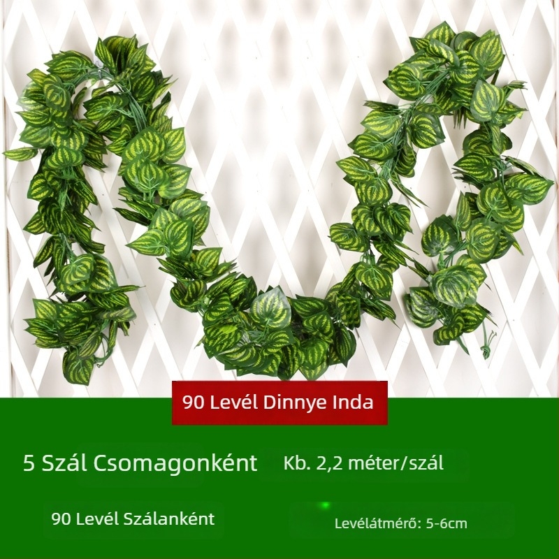 Mesterséges zöld levelű kúszónövény a mennyezet dekorációjához