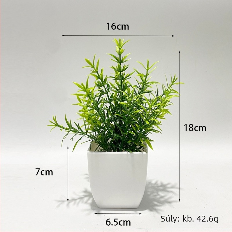 Mini mesterséges növények cserépben, eukaliptusszal, beltéri asztali dekorációhoz