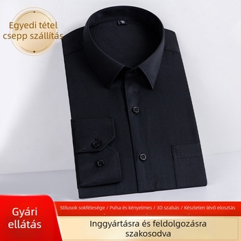 Új férfi twill szövésű, egyszínű ing, üzleti-casual stílus, hosszú ujjú, ősz, lazán szabott