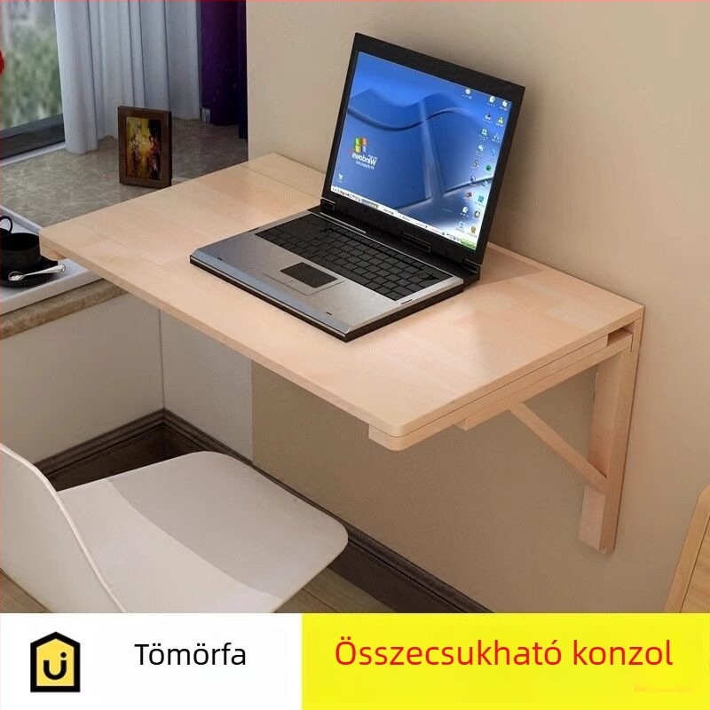 Masszív fa összecsukható falra szerelhető konyhai tároló polc asztallal