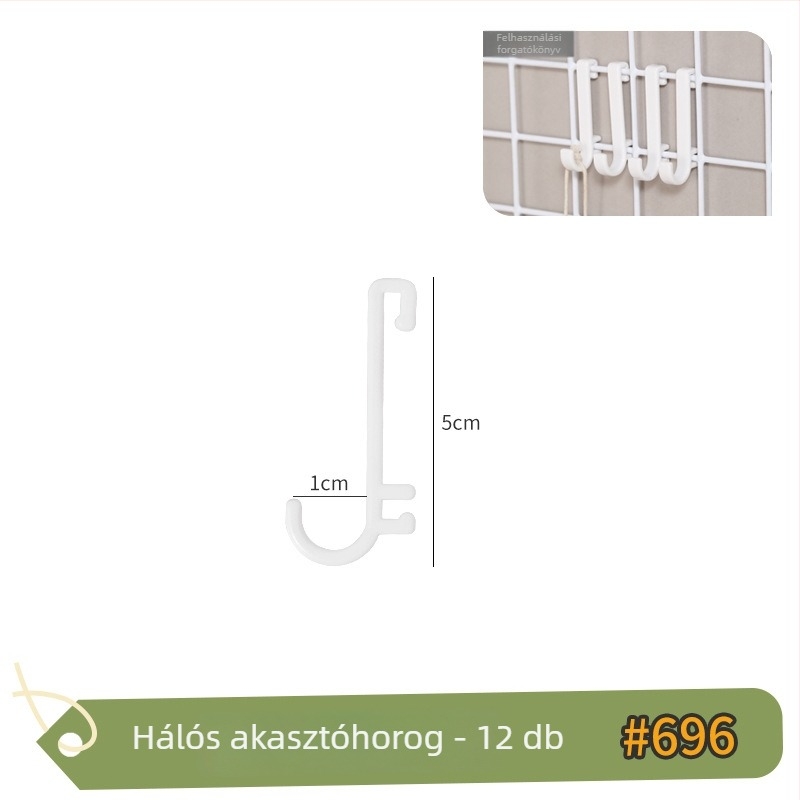 Konyha szekrény ajtó hálós tárolópolc, falra szerelhető, fúrás nélkül