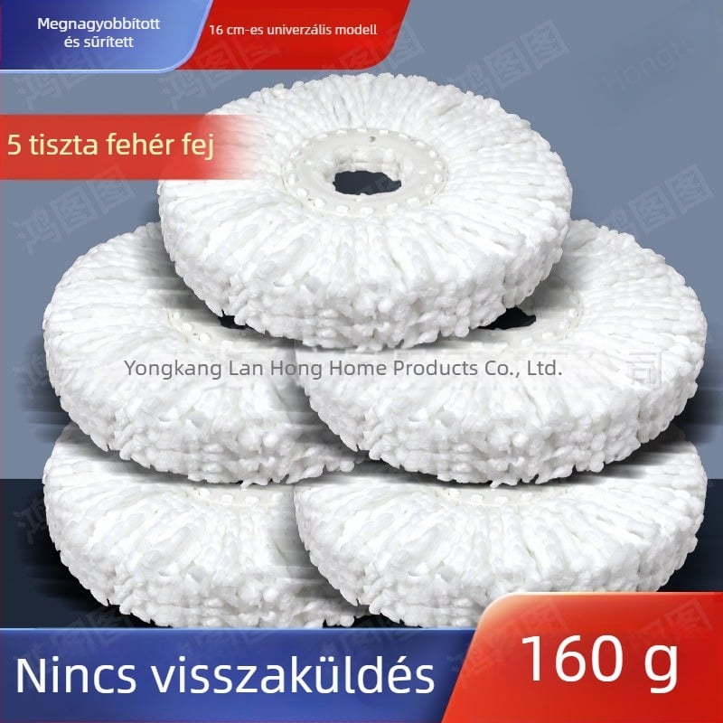 Különösen vastag 160 g-os mopfej, forgó fej, univerzális csere, kör alakú fej, szálmentes