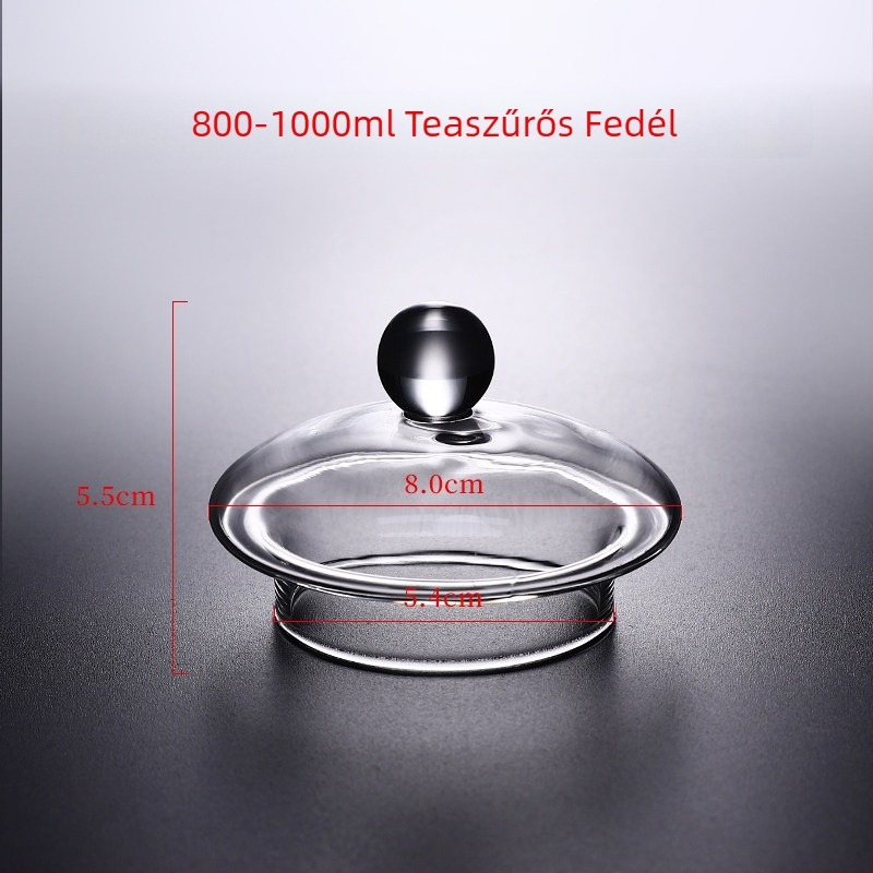 Magas hőálló boroszilikát üvegfedél teáskannákhoz, teáscsészékhez és poharakhoz; kör alakú univerzális fedél