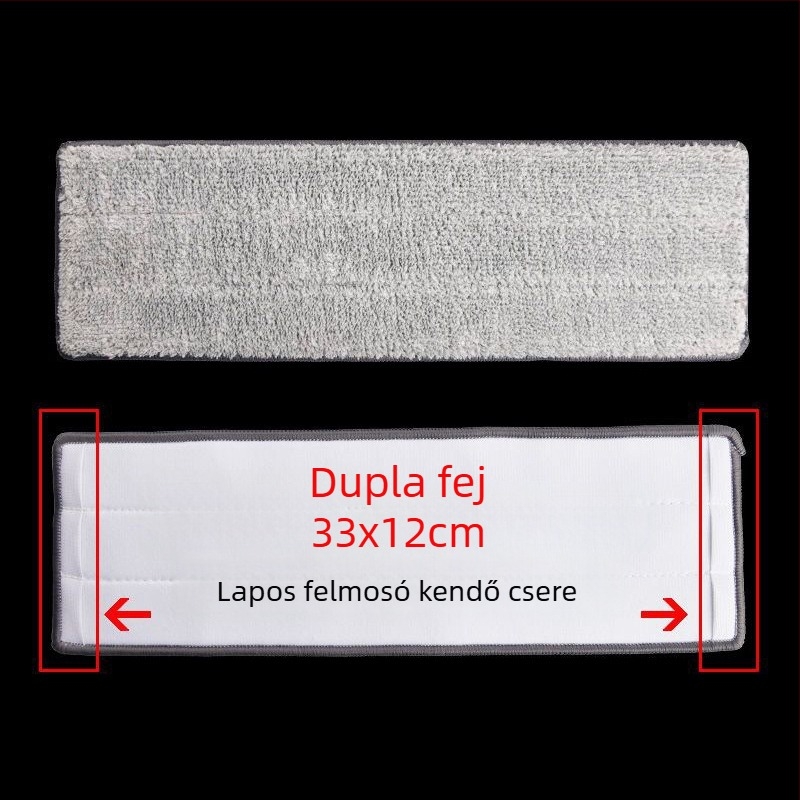 Lapos felmosó fej vastagodott ragasztókendővel, cserefej, univerzális modell, levehető és mosható