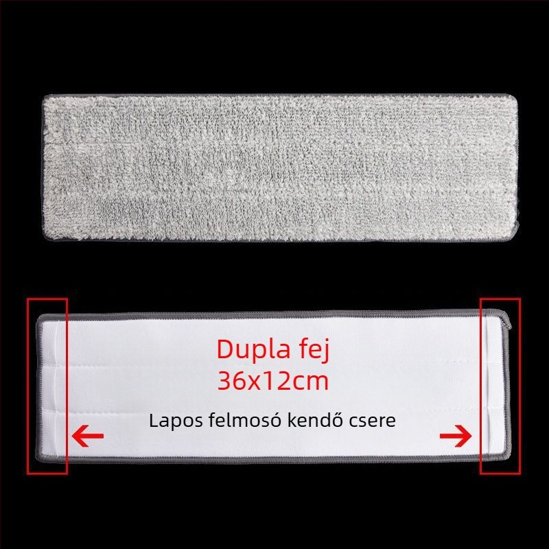 Lapos felmosó fej vastagodott ragasztókendővel, cserefej, univerzális modell, levehető és mosható