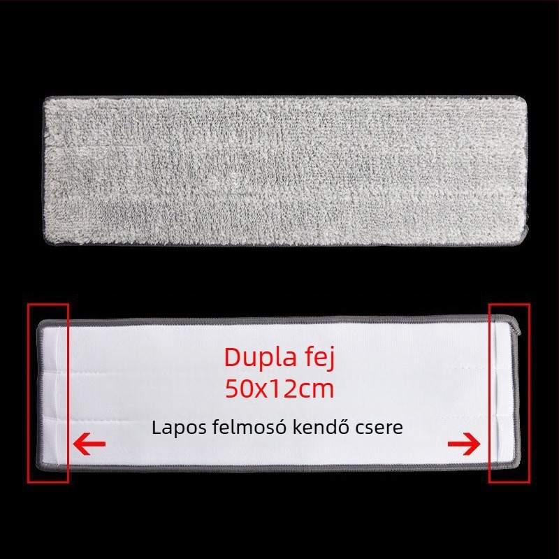 Lapos felmosó fej vastagodott ragasztókendővel, cserefej, univerzális modell, levehető és mosható