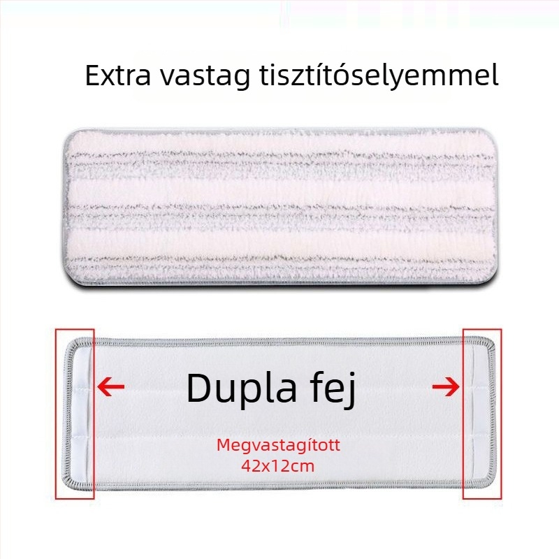 Lapos felmosó fej vastagodott ragasztókendővel, cserefej, univerzális modell, levehető és mosható