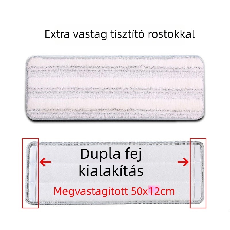 Lapos felmosó fej vastagodott ragasztókendővel, cserefej, univerzális modell, levehető és mosható