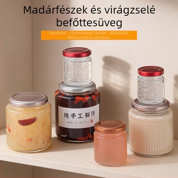 Vastagított üvegedények madárfészek és fish maw számára, kész a fogyasztásra, zárt üvegek, lekvárosüvegek
