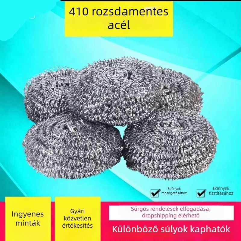 Hat darab rozsdamentes acél drótgolyó készlet mosogatáshoz