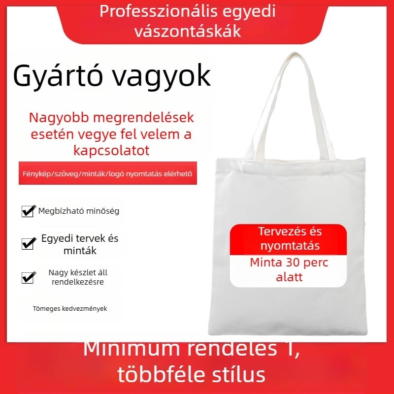 Vászon tote táska logónyomással, testre szabható