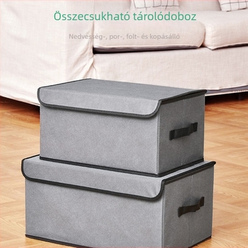 Összecsukható textiltároló doboz fedéllel, 35L, por- és nedvességálló, ruhákhoz, játékokhoz és könyvekhez