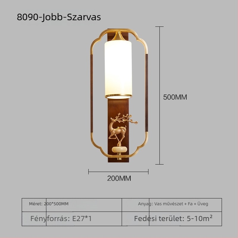 Fali lámpa, új kínai stílusú, éjjeli lámpa, nappalihoz és folyosóhoz kalligráfiás háttérrel