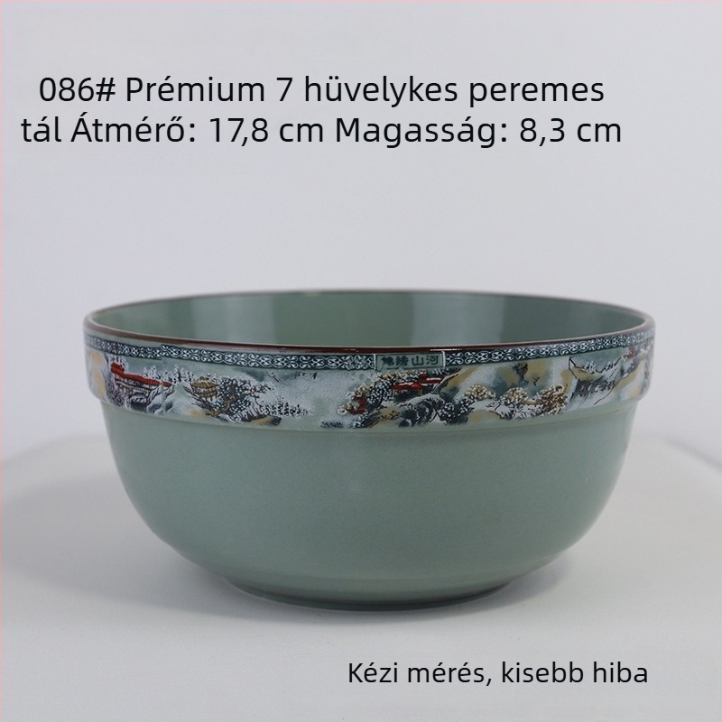 Porcelánrizs tál készlet hegység- és folyó motívummal; tartalmaz rizs tálat, kis és nagy leveses tálat és tészta tálat otthoni használatra