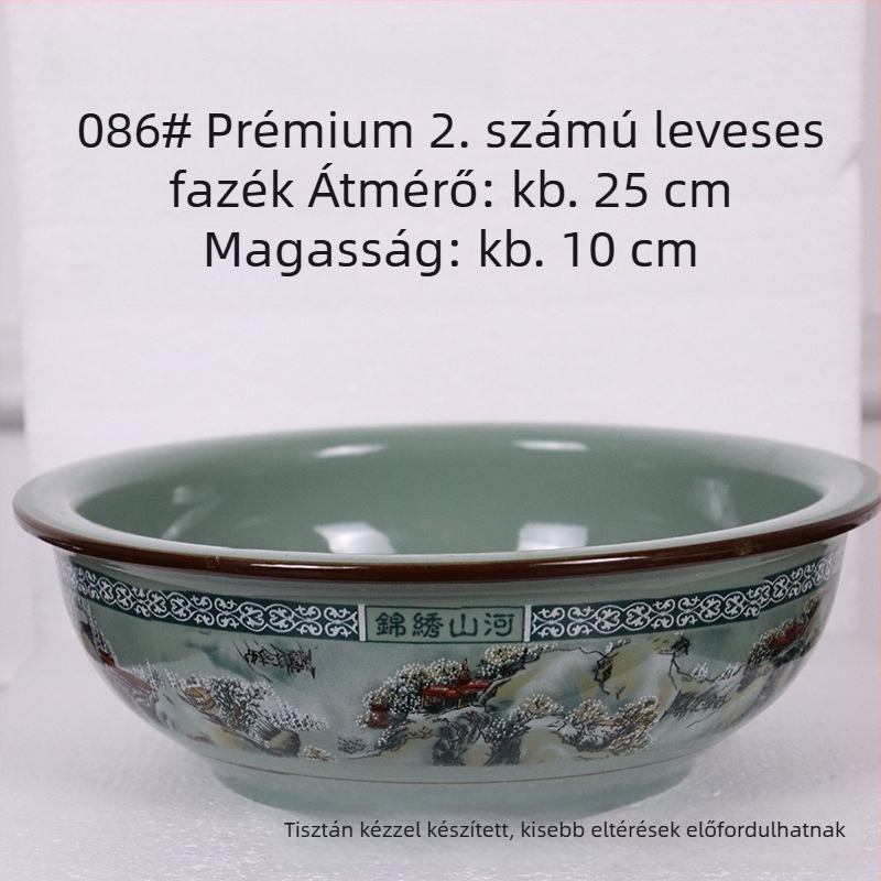 Porcelánrizs tál készlet hegység- és folyó motívummal; tartalmaz rizs tálat, kis és nagy leveses tálat és tészta tálat otthoni használatra