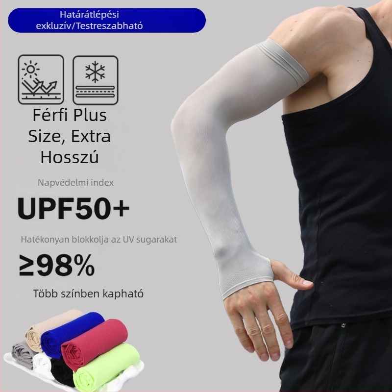 Oversize lélegző ice silk karvédők UV védelemmel, hosszított hosszúságú, nyári vezetéshez