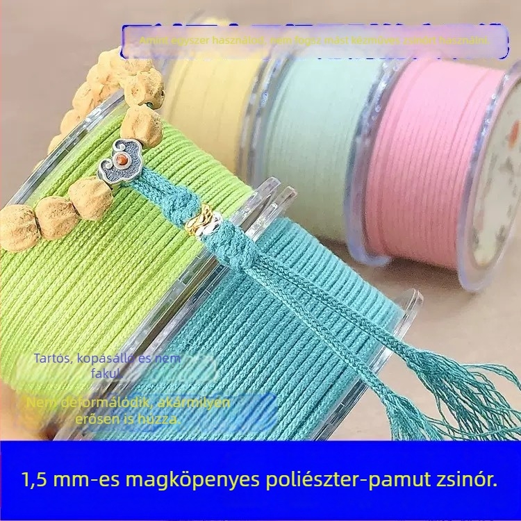 1,5 mm-es maghéjú poliészter-pamut gyöngyékszerekhez készült zsinór, kopásálló Bodhi gyöngyös karkötő DIY kézi szövéshez