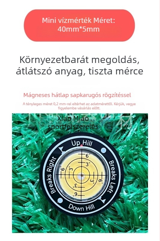 Golf sapka szintező klipsz – vízszintes és dőlésszög mérésére