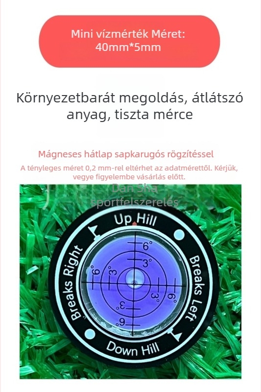 Golf sapka szintező klipsz – vízszintes és dőlésszög mérésére