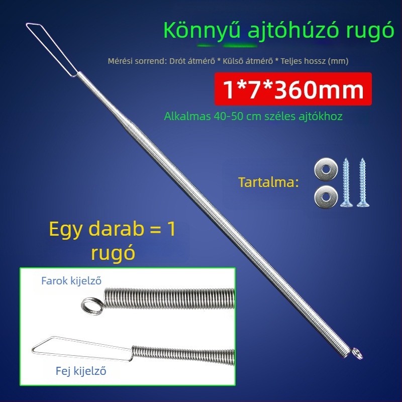 Spirálisan feszítő ajtó rugó – szélálló automata zárás, háló ajtó rugó, sárga